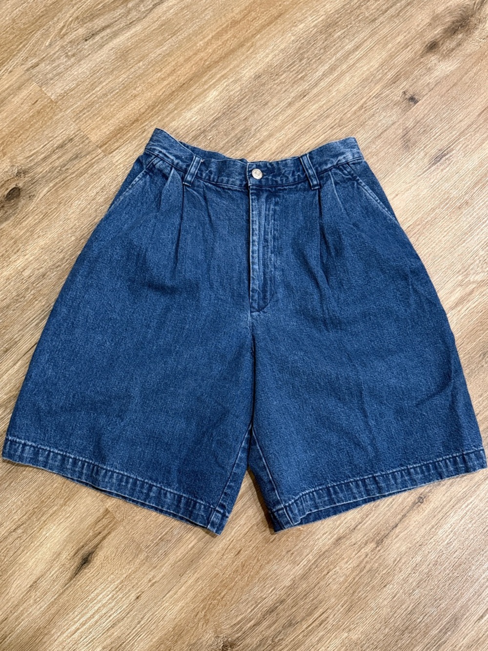 Vintage Ralph Lauren Dark Blue Denim Pleated  Shorts